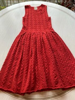 Anthropologie Wool Sleeveless Cable-Knit  Dress in Rust orange boho Cottagecore